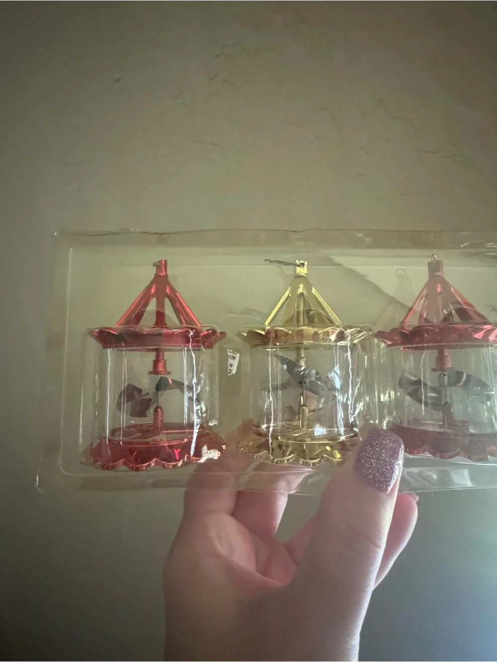 Department 56 Pinwheel Spinner Ornaments Set of 4 Gold And Red Nice Vintage